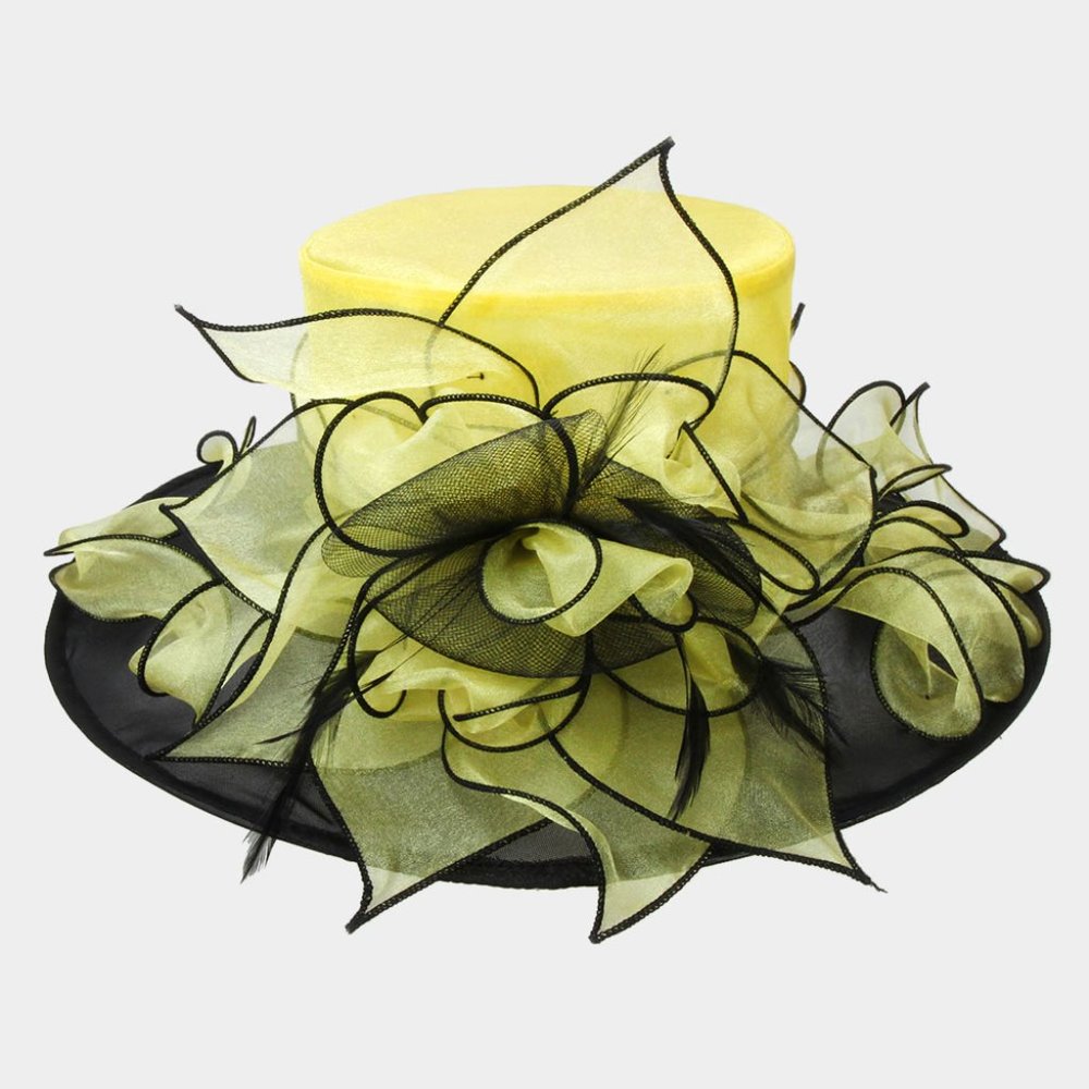 Two Tone Organza Med Brim Layer Hat